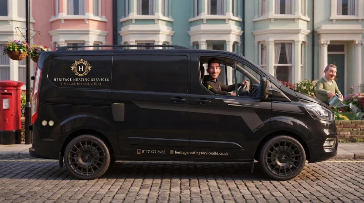 The Heritage Heating Services branded van