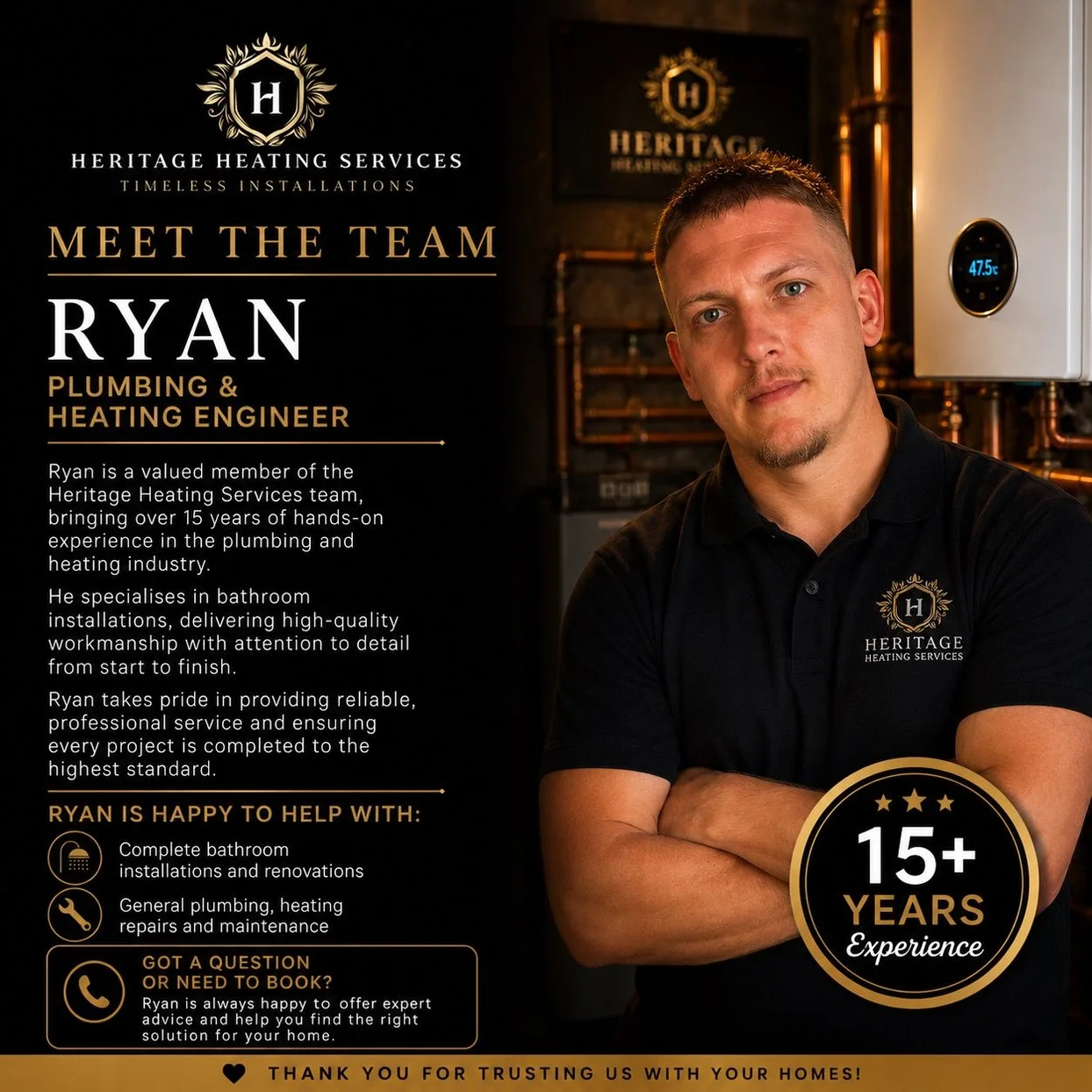 Meet the team: Ryan, Plumbing and Heating Engineer at Heritage Heating Services